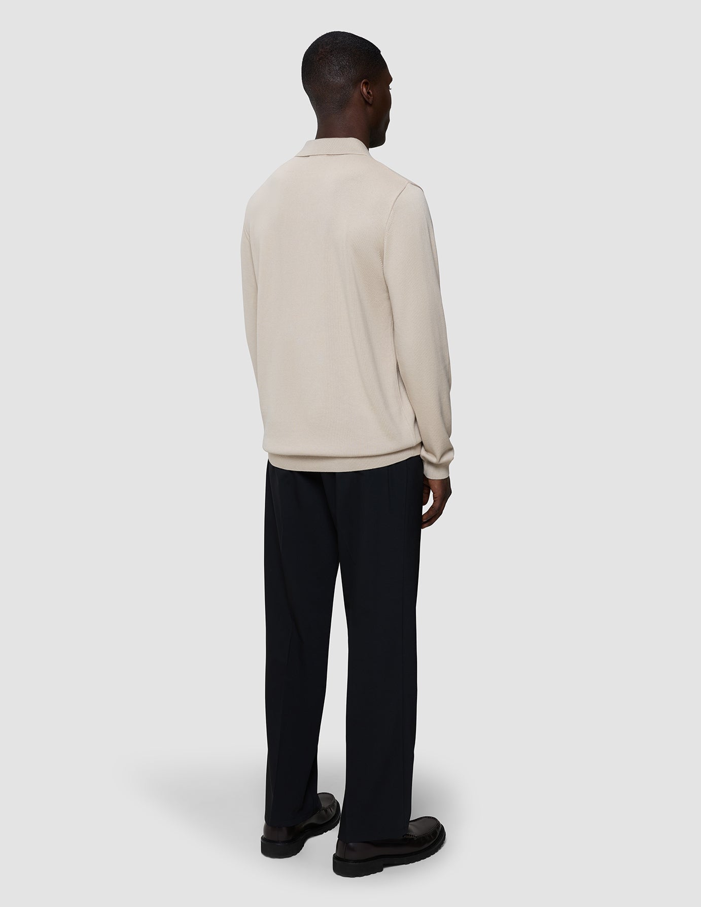 Everyday Knit Long Sleeve Polo Birchwood